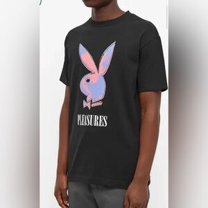 Playboy X Pleasures Playboy Bunny Logo Neon Graphic Black T-Shirt Mens XL